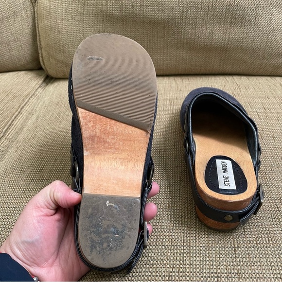 Steve Madden black suede wood mule clogs 7 - Picture 8 of 9